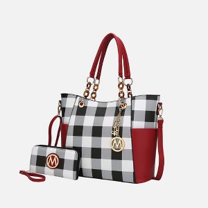 MKF Collection Bonita Checker Tote & Wallet Set Stylish Vegan Leather Bag by Mia K - 1 of 4