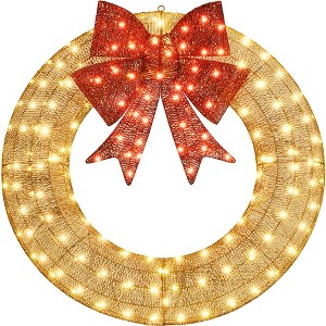 Yaheetech Pre-lit Outdoor Christmas Wreath with Lights for Front Yard, Porch, Garden, Home - 1 of 4