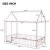 Twin/Full Size Metal Bed House Bed Frame with Fence, Floor Bed for Kids, Teens - ModernLuxe - 3 of 4