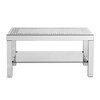 Vynxaria Art Deco Modern Curved Border Coffee Table - 40"W×20"D×20", Silver Mirror Glass Top, Crushed Diamond Edge, Crystal Mirror Legs for Sofa Decor - 3 of 4