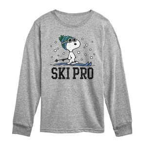 Boys' - Peanuts - Snoopy Ski Pro Long Sleeve Graphic T-Shirt - 1 of 4