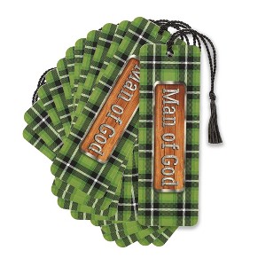 Dicksons Man of God Green Plaid 6 x 2 Laminated Cardstock Bookmark with Tassel Pack of 12 - 1 of 2