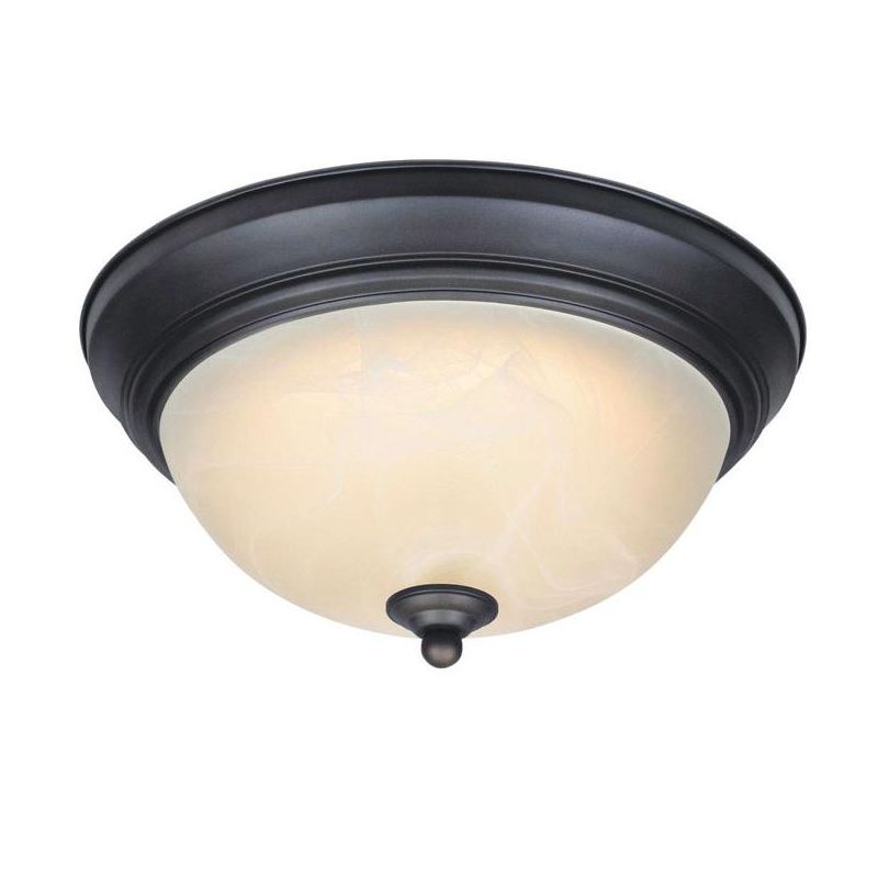 Westinghouse 4.75 in. H X 11 in. W X 11 in. L Oil Rubbed Bronze White Ceiling Fixture, 1 of 2