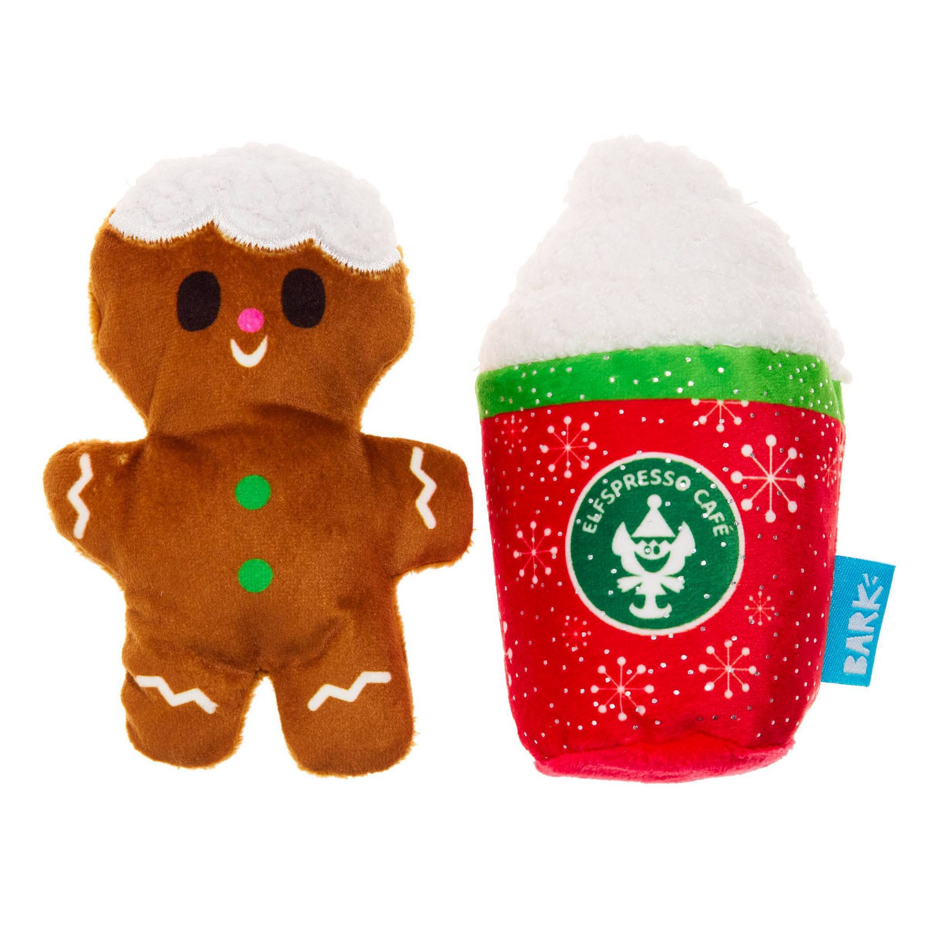 BARK Howly Jowly Holidays Merry Jitterbread Man Food Shaped Plush Dog Toy