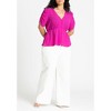 ELOQUII Women's Plus Size Shirred Sleeve Top With Buttons - 4 of 4
