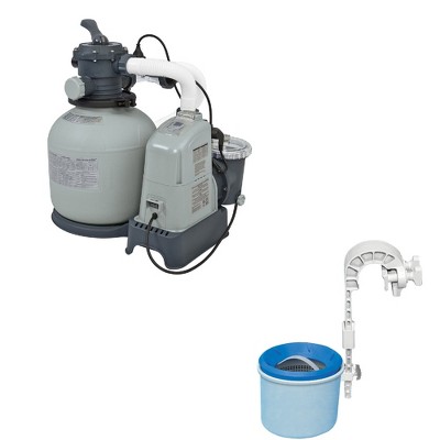 Intex 1600 GPH Saltwater & Sand Filter Set & Intex Deluxe Wall-Mounted Skimmer