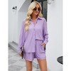 Women Pleated 2 Piece Outfits for Women Long Sleeve Button Down Shirt Wide Leg Pants Sets Casual Loungewear - 2 of 4