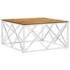 vidaXL Coffee Table Silver Stainless Steel and Solid Wood Acacia - 2 of 4