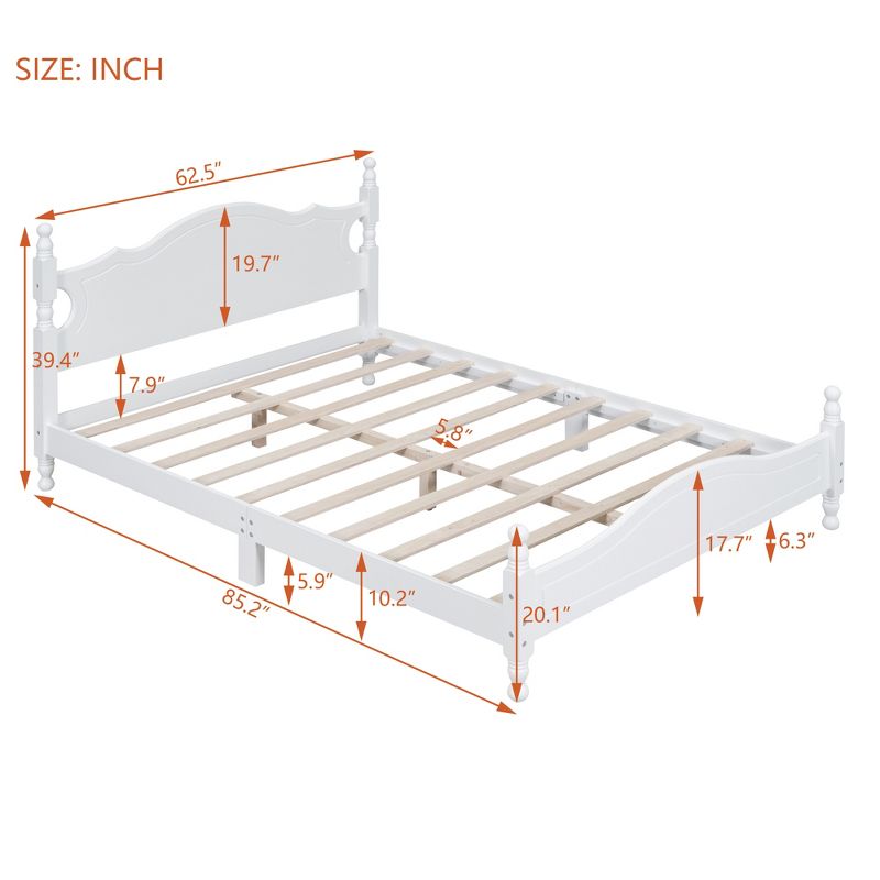 Full/Queen Size Wood Platform Bed Frame, Retro Style Platform Bed - ModernLuxe, 3 of 12