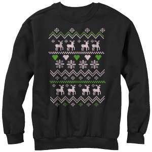 Women's Lost Gods Ugly Christmas Reindeer & Hearts Sweatshirt - 1 of 3