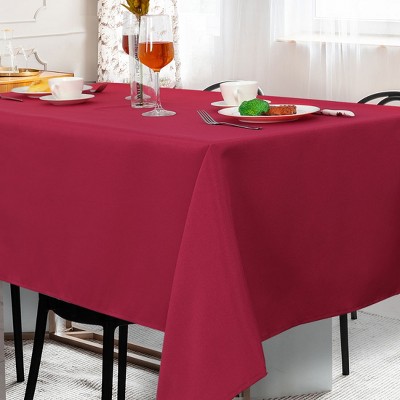 55"x80" Rectangle Polyester Stain Resistant Solid Tablecloths Red - PiccoCasa