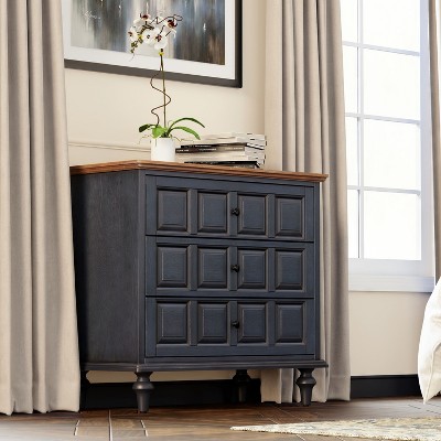 JIONJOY Vintage Plaid 3-Drawer Dresser – Rustic Wood Nightstand with Aluminum Handles for Bedroom, Living Room, or Hallway