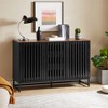 Hooseng Modern Storage Cabinet, 3 Drawer and 4 Shelves Storage Cabinet with Slatted Grille Striped Drawer and Doors, Storage Cabinet - 2 of 4