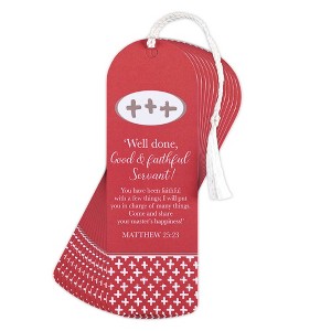 Dicksons BKMTL-481 Well Done, Good and Faithful Servant Red and White 2 x 6 Inch Paper and Tassel Place Keeper Bookmark Pack of 12 - 1 of 2