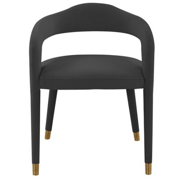 Lucia Green Velvet Upholstered Arm Chair with Gold-Tipped Legs