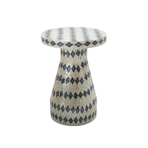 TOV Furniture Halio Shell Side Table Cream and Blue 18"W x 18"D x 25"H - 1 of 4