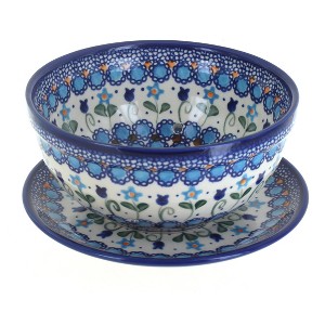 Blue Rose Polish Pottery 454-195 Vena Berry Bowl with Saucer - 1 of 1