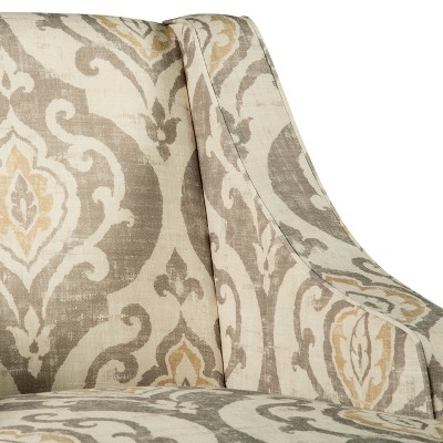 Natural Raffia Stripe Wood Classic Swoop Accent Armchair
