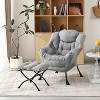 Lazy Chair with Ottoman, Modern Large Cotton Fabric Lazy Chair - 4 of 4