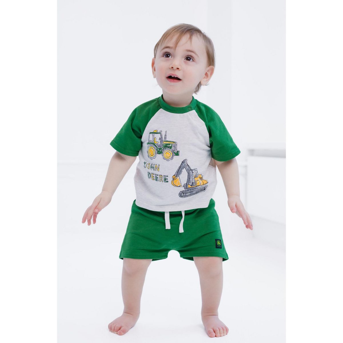 John Deere French Terry Raglan T-Shirt Shorts Outfit Set Newborn to Infant - thumbnail 2