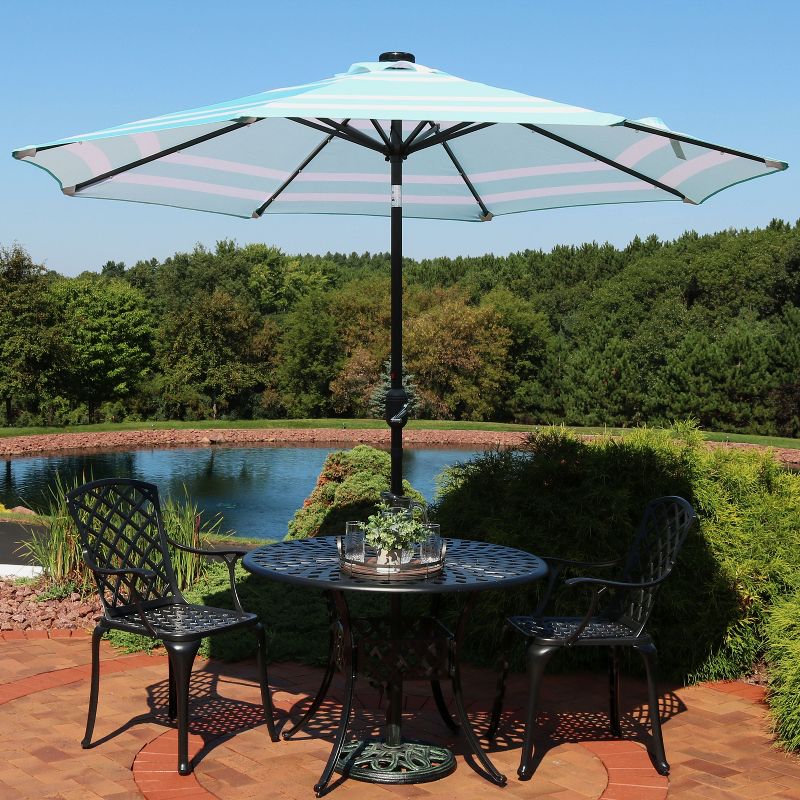 Sunnydaze Outdoor Aluminum Patio Umbrella with Solar LED Lights, Tilt, and Crank - 9', 3 of 13
