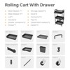 YIGII 3 Tier Rolling Utility Cart with Drawer,REBECAT Utility Cart Made of Multifunctional Storage Organizer Tool for Kitchen,Bathroom,Office(Black) - 4 of 4