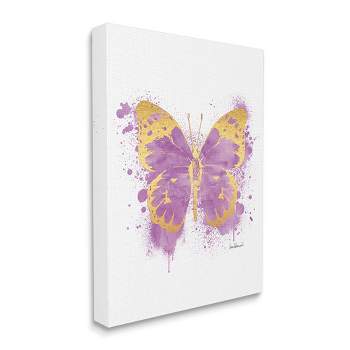 Stupell Industries Purple Butterfly Paint Splatter Glam Insect Gallery Wrapped Canvas Wall Art, 16 x 20