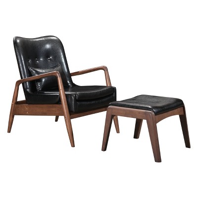 Upholstered Mid-Century Modern Sculpted Lounge Chair and Ottoman - ZM Home