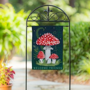 Welcome Friends Mushroom Garden Linen Garden Flag - 1 of 2