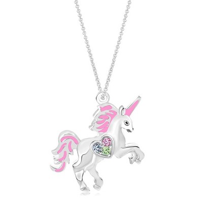Chanteur Hypoallergenic Kids Jewelry Accessories Unicorn Crystal White Gold Palladium Plating Necklace