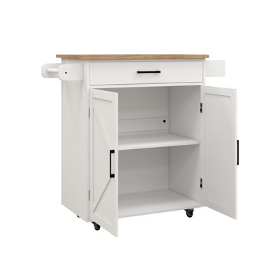 NicBex 1 Drawer Rolling Kitchen Island Cart with 1 Cabinet and 3 Open Shelves,Kitchen Island on Wheels with Towel Rack,Island Table for Kitchen