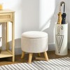 NicBex Round Storage Ottoman Tufted Footrest with Removable Cover and Wood Legs, Cream White - 2 of 4