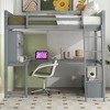Full Size Loft Bed with L-shaped Multi-storage Desk and LED Light - 4 of 4