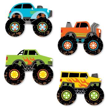 Big Dot of Happiness Smash and Crash - Monster Truck - DIY Shaped Boy Birthday Party Cut-Outs - 24 Count