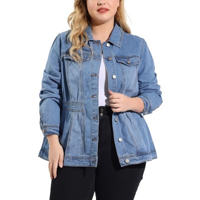 Agnes Orinda Plus Size Denim Jackets for Women Frayed Hem Classic Washed  Jean Jacket 1X Black at  Women's Coats Shop