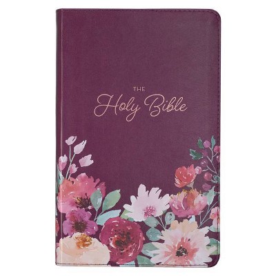 KJV Giant Print Bible Printed Purple Floral Faux Leather - (Leather Bound)