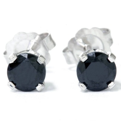 Pompeii3 1/2ct Black Spinel Studs Earrings 14K White Gold