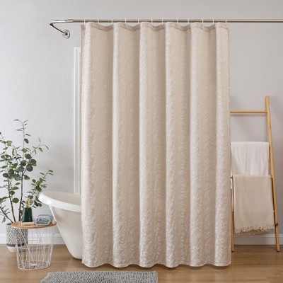 Kate Aurora Robyn Leaf Raised Jacquard Lux Fabric Shower Curtain - 72" x 72"
