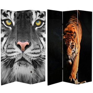 6" Double Sided Tiger Room Divider Orange - Oriental Furniture: Canvas, No Assembly Required - 1 of 4