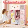 Costway 12-Cube Kids Wardrobe Baby Dresser Bedroom Armoire Clothes Hanging Closet with Doors Pink/Green - 4 of 4