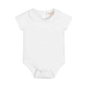 Hope & Henry Baby  Short Sleeve Peter Pan Collar Bodysuit, Infant - 1 of 4