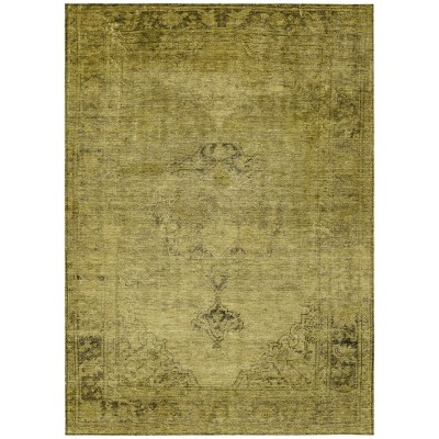 Gold Brown And Wheat Oriental Washable Indoor Outdoor Area Rug