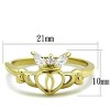 Slickblue Women's Gold Claddagh Ring, Heart and Crown Design, CZ Stones, IP Plated Stainless Steel, Size 5-10 - 2 of 4