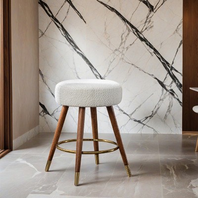 MoMo Boucle Upholstered Counter Height Stool, 360¡ã Swivel- Leovsnove