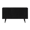 Treasure Trove Accents Three Door Credenza Meeko Black: Divided Storage, No Assembly, Acacia Surface - 2 of 4