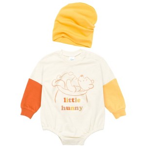 Disney Minnie Mickey Mouse Winnie the Pooh Princess Lilo & Stitch Baby Girls French Terry Bubble Romper Oversized Bodysuit and Hat Newborn to Infant - 1 of 4