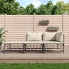 vidaXL 3-Piece Patio Lounge Set with Cushions - Anthracite Poly Rattan - Sturdy Steel Frame - Outdoor Terrace and Garden Furniture - 2 of 4