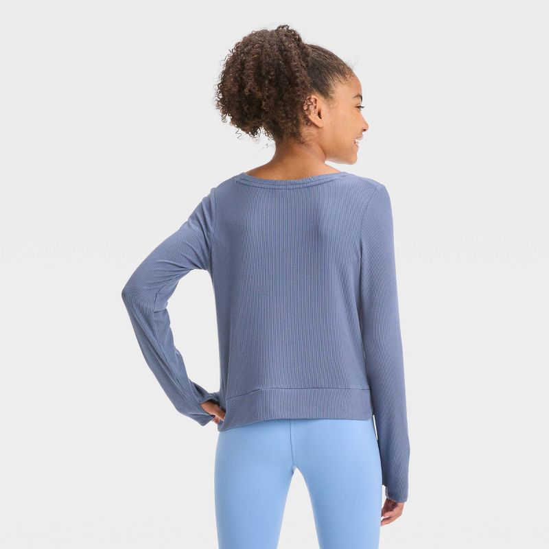Girls&#39; Long Sleeve Soft Rib T-Shirt - All In Motion™, 3 of 5