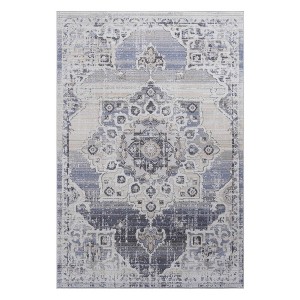 ChicFurnit Rug PAYAS Collection Durable Easy Clean Safe for Kids and Pets in Busy Spaces, Blue, 77"*6"*6" - 1 of 4