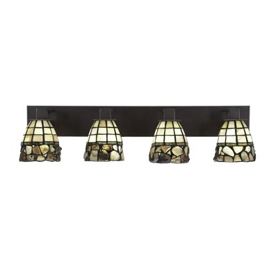 Toltec Lighting Apollo 4 - Light Vanity in  Dark Granite with 7" Cobblestone Art Glass Shade
